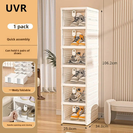UVR Dustproof Shelf Multi-layer Integrated Foldable Shoe Organizer Large Capacity Snack Storage Box Household Shoe Cabinet by zapcart