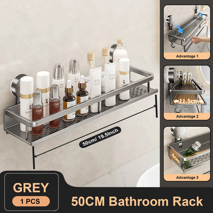 Suction Cup Bathroom Rack Bathroom Shelf Toilet Space Aluminum No Drill Hanging Rack Bathroom Organizer Hang On the Wall by zapcart