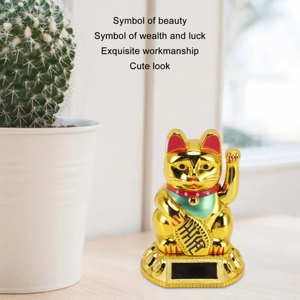 Qiilu Solar Fortune Cat Ornament With Waving Arm Home Decor by zapcart