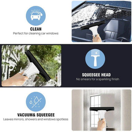 Rechargeable Cordless Window Vacuum Cleaner with Squeegee 150ml Water Tank for Glass Mirror Tile Cleaning Home Use Portable by zapcart