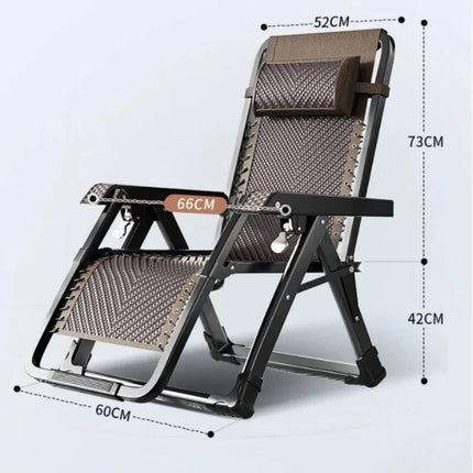 Dual-Use Comfortable Rattan Chair with Metal Backrest Foldable Lazy Nap Recliner for Outdoor Balcony Household Folding Chair by zapcart