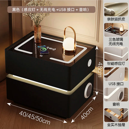 Floating LED Bedside Table Smart Nightstand with Wireless Charging Luxury Modern 2-Tier Storage Drawer Compact Bedroom Furniture by zapcart