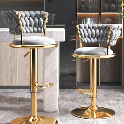 Bar Chair Nordic Tall Counter Furniture Gold Velvet Back Luxury Kitchen Leather Modern High Stool Bar Chairs كراسي بار Stool by zapcart