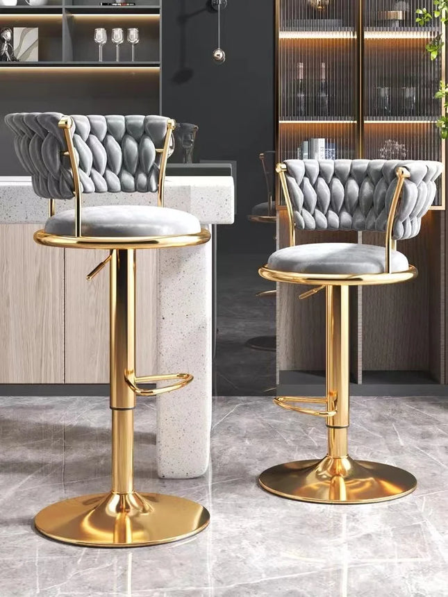 Bar Chair Nordic Tall Counter Furniture Gold Velvet Back Luxury Kitchen Leather Modern High Stool Bar Chairs كراسي بار Stool by zapcart
