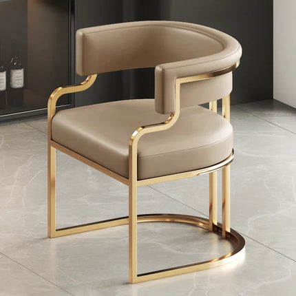 Designer Dining Chairs Beige Gold Legs Waiting Fashion Sofa Chairs Luxury Adults Floor Protector Sillas Indoor Supplies by zapcart