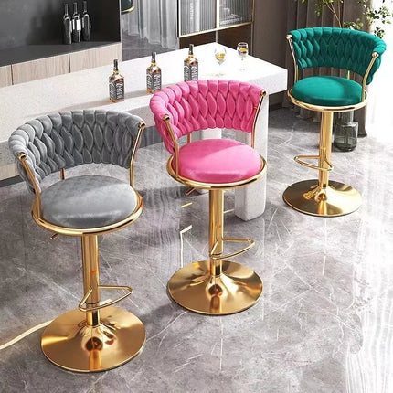 Bar Chair Nordic Tall Counter Furniture Gold Velvet Back Luxury Kitchen Leather Modern High Stool Bar Chairs كراسي بار Stool by zapcart