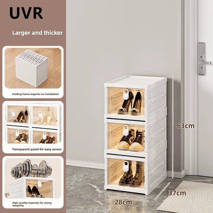 UVR Dustproof Shelf Multi-layer Integrated Foldable Shoe Organizer Large Capacity Snack Storage Box Household Shoe Cabinet by zapcart