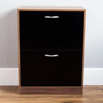 Shoe Cabinet, Wooden Shoe Storage Unit with 2 PullDown Drawers, Multifunctional DustProof SpaceSaving Slim Cupboard for Hallway by zapcart