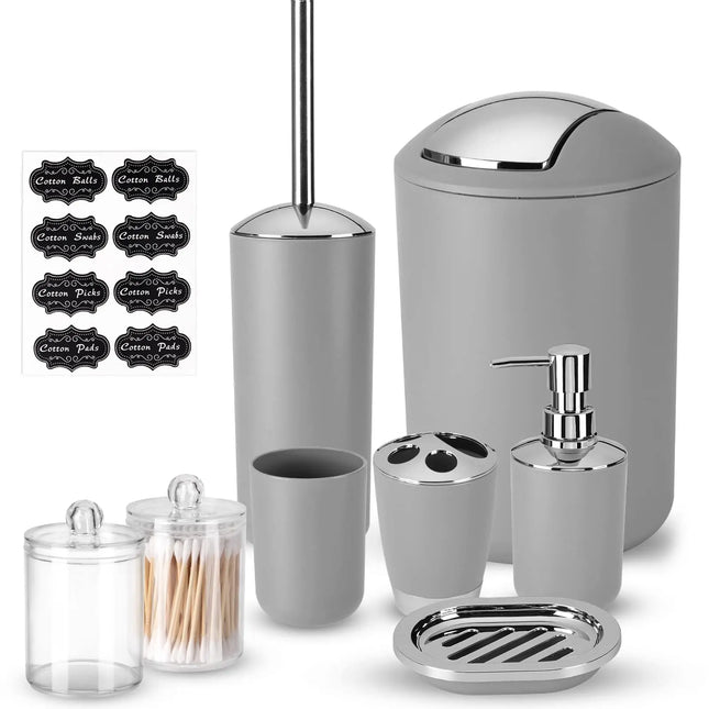 Bathroom Accessories, 8 Piece Bathroom Accessories Set with Trash Can, Toothbrush Holder and Cup, Soap Dispenser and Dish by zapcart