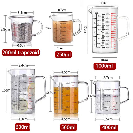 Heat-resistant Glass Measuring Cup With Handle V-shaped Spout Laboratory Beaker Kitchen Baking Milk Coffee Measuring Mug oz/ml by zapcart