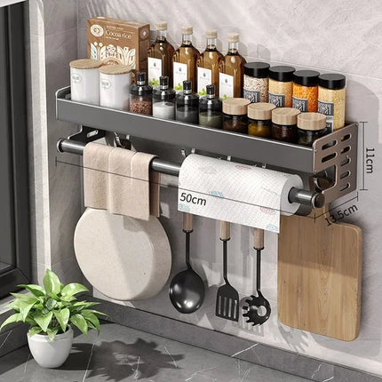 Wall Mounted Kitchen Spice Storage Rack Multifunctional Organizer For Home Cooks by zapcart