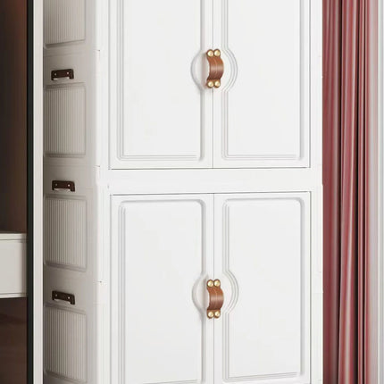 Foldable Child's Wardrobe Large Capacity Non-Install Double Door Storage Cabinet Simple Design with Wheels Organizer Cabinet by zapcart