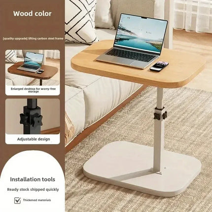 Luxury Adjustable Height Sofa Side Table Portable C-Shape Coffee Table with Cork Finish for RV Home Office Living Room Bedroom by zapcart