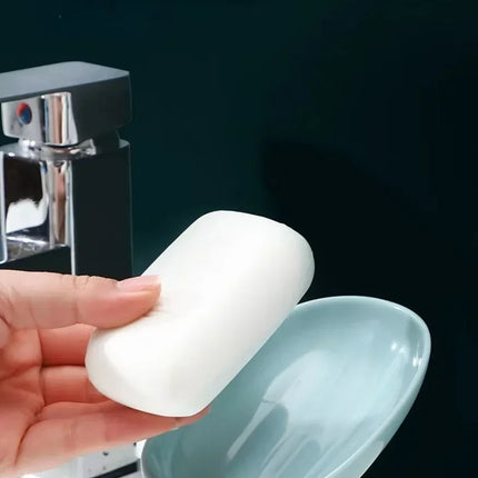 otus leaf Shape Soap Box Bathroom Accessories Tray Creative Sucker Water-free Storage Box by zapcart