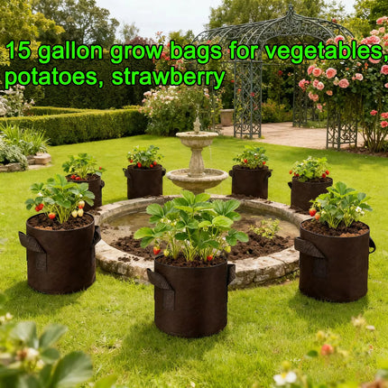 SPONDWILD 30 Pcs 15 Gallon Tomatoes / Potatoes Grow Bags Thickened Non-Woven Fabric Garden Greenhouse Pot Vegetable Growing Bags by zapcart