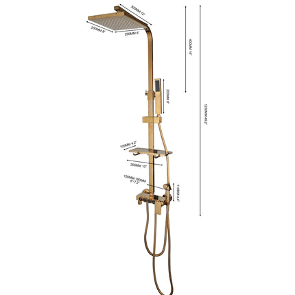 ZAPPO White Gold Digital Shower Set Brass Bathroom Fixture Hot Cold Bathroom Rain Shower Head Shower System with Bidet Faucet by zapcart