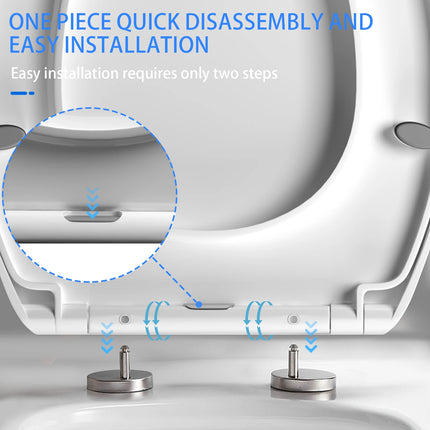 Toilet Seat in Oval Shape，Toilet Lid with Soft-Close Mechanism，Quick Release Attachment to the Top 360° Adjustable Hinges by zapcart