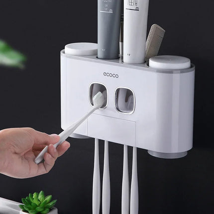 Automatic Toothpaste Dispenser Magnetic Toothbrush Holder Bathroom Accessories Set Wall Mounted Toothpaste Squeezer by zapcart