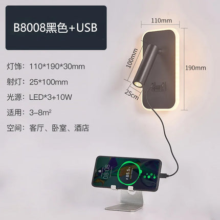 LED Wall Mounted Reading Light with Switch And USB Port Rotatable Bedside Wall Lamp Wall Sconce Spotlight for Bedroom by zapcart