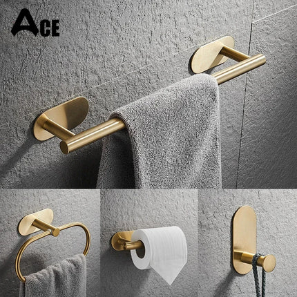 Bath Towel Bar 304 Stainless Steel Towel Rack Towel Ring Toilet Paper Holder Brushed Gold Bathroom Hardware Accessories Set by zapcart