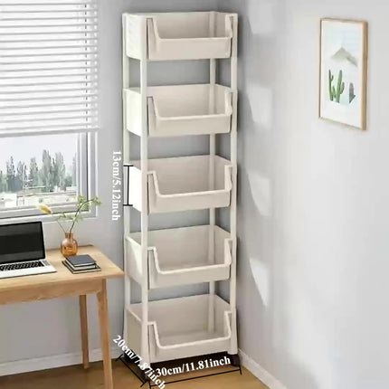 5-tier Storage Rack Storage Cart Bookshelf - Mobile Storage Rack with Wheels for Living Room Bedroom Dormitory Book Storage Rack by zapcart