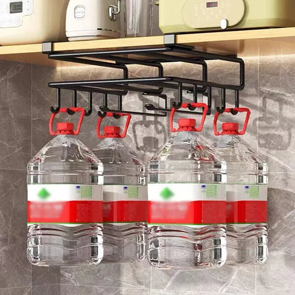 Stainless steel Kitchen Hanging Organizer Rack with Hooks Paper Towel Rag Hanging rack Cutting Board Pot Cover Storage Shelf by zapcart