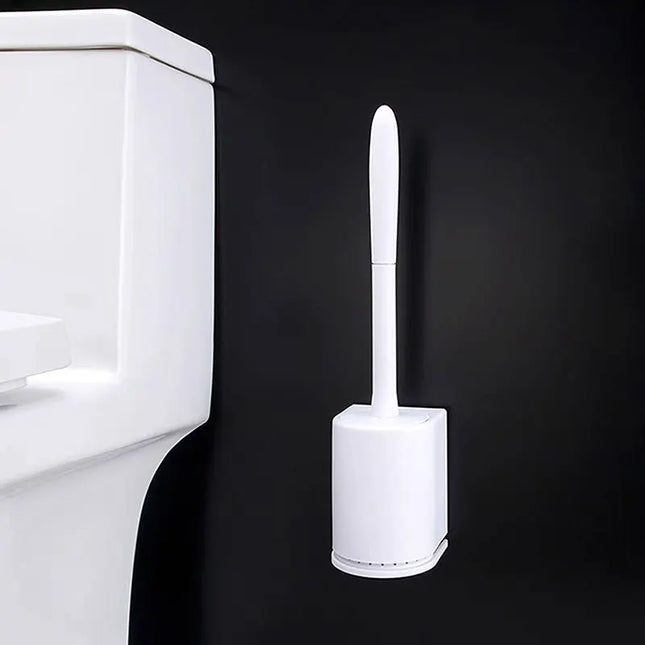 1 piece toilet brush set with no dead corners, long handle toilet brush, no need for punching holes, soft bristles for cleaning by zapcart