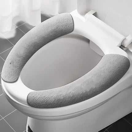 Toilet Seat Cover Soft Closestool Paste Solid Color Toilet Sticky Seat Pad Washable Bathroom Warmer Seat Lid Cover Pad Universal by zapcart