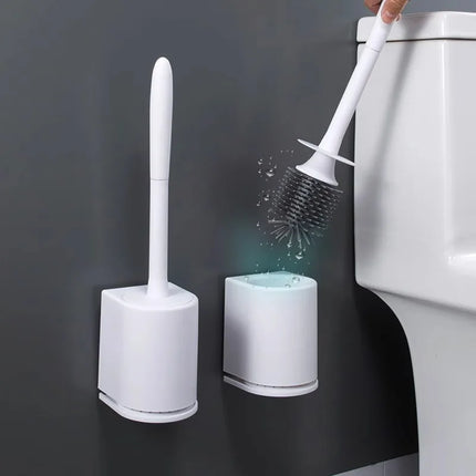 1 piece toilet brush set with no dead corners, long handle toilet brush, no need for punching holes, soft bristles for cleaning by zapcart