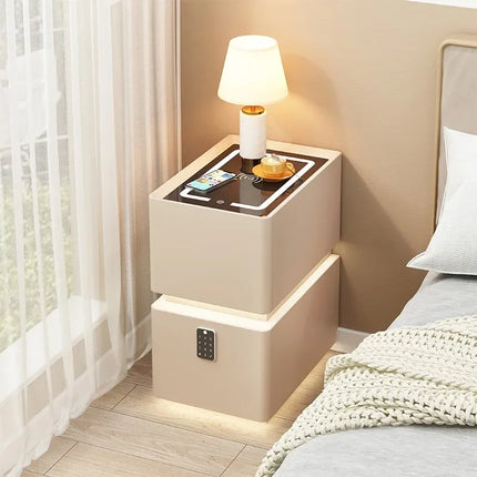 Wireless Charging Smart Bedside Table Modern Solid Wood Drawer Cabinet Floating Narrow Nightstand Minimalist Bedside Storage by zapcart