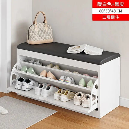 Tipping bucket shoe change stool household door shoe cabinet can sit integrated locker entry shoe stool simple shoe rack storage by zapcart