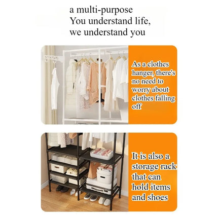 Simplecoat rack Multifunctional floor double row hanger Hanging hanger Drying rack Bedroom home reinforcement Stylish and simple by zapcart