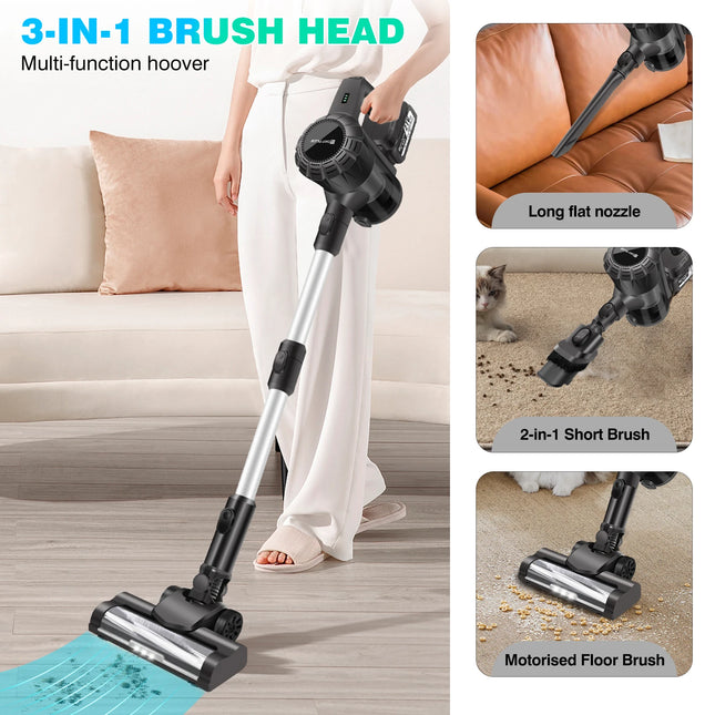 DayPlus 3 IN 1 Cordless Vacuum Cleaner 3800W Hoover Upright Lightweight Handheld Bagless Stick Vacuum Cleaner Brushless 30KPA by zapcart