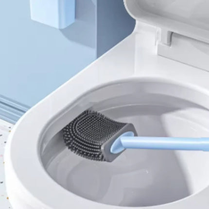 Black/White Silicone Toilet Brush Set with Flat Head Flexible Wall Mounted Bowl Cleaner And Holder for Bathroom WC by zapcart