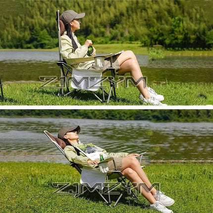 Foldable Picnic Camping Portable Fishing Chairs Beach Chairs Outdoor Garden Park Single Lazy Chair Backrest Cushion by zapcart