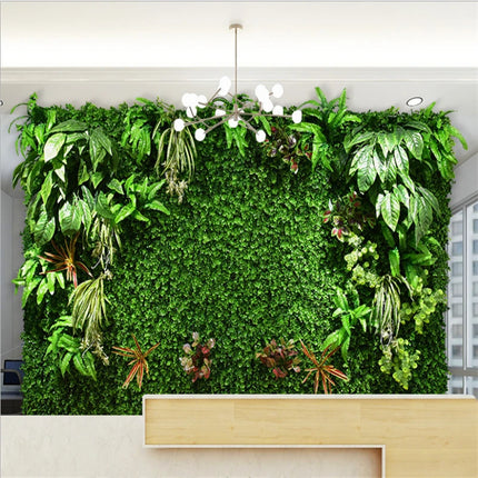 Green Artificial Plants Wall Panel Plastic Outdoor Lawns Fake Flowers Decor Wedding Backdrop Party Garden Grass Flower Wall by zapcart