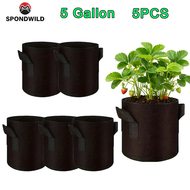 SPONDWILD 30 Pcs 15 Gallon Tomatoes / Potatoes Grow Bags Thickened Non-Woven Fabric Garden Greenhouse Pot Vegetable Growing Bags by zapcart