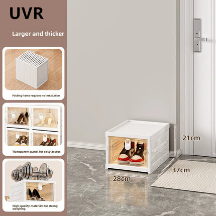 UVR Dustproof Shelf Multi-layer Integrated Foldable Shoe Organizer Large Capacity Snack Storage Box Household Shoe Cabinet by zapcart