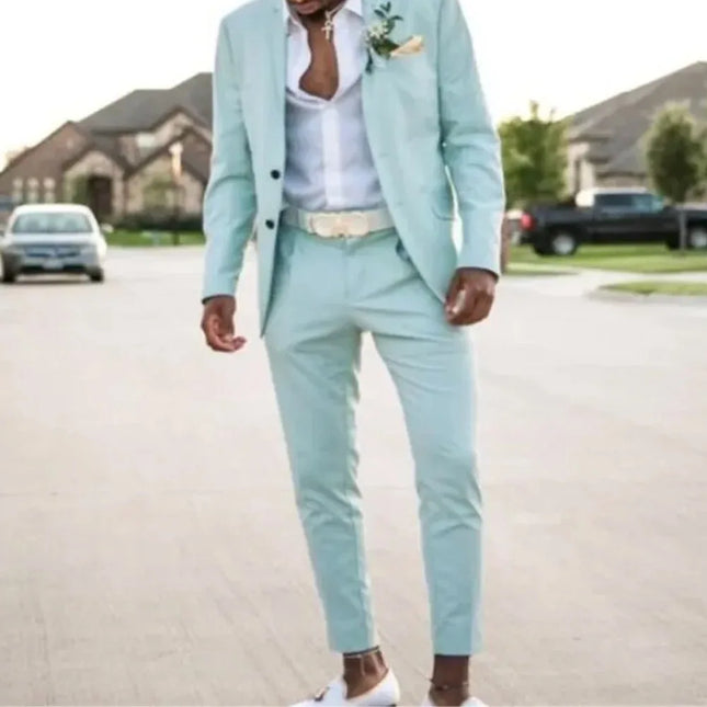 Buttons Beach Wedding Suit For Men Slim Fit Blazer Elegant by zapcart