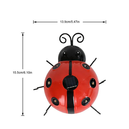 1Pcs Ladybug Ornament IP65 Waterproof Lifelike Metal Ladybug Outdoor Hanging Beetle Solar Light Front Porch Backyard Decoration by zapcart