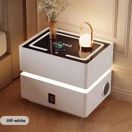 Floating LED Bedside Table Smart Nightstand with Wireless Charging Luxury Modern 2-Tier Storage Drawer Compact Bedroom Furniture by zapcart