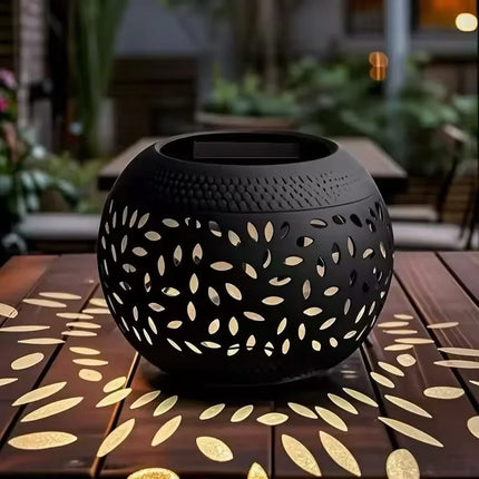 Solar Table Light Outdoor Solar Powered LED Lamp Hollowed-Out Metal Desktop Decorative Lantern Patio Garden light Desktop Light by zapcart