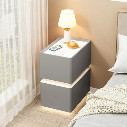 Wireless Charging Smart Bedside Table Modern Solid Wood Drawer Cabinet Floating Narrow Nightstand Minimalist Bedside Storage by zapcart