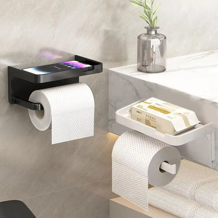 Bathroom Tissue Box Shelf Storage Household Storage Bathroom Toilet Paper Rack Toilet Organizer No-Drill Wall-Mounted Tissue Box by zapcart