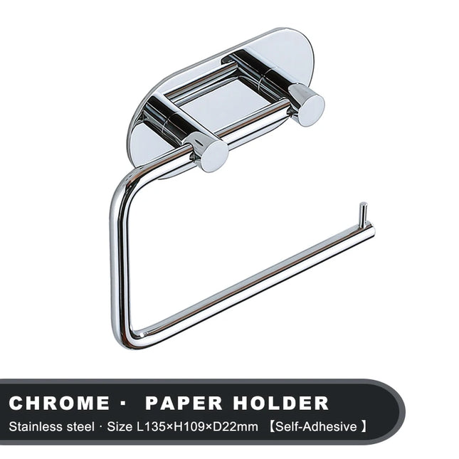 Stainless Steel Self Adhesive Toilet Paper Holder No Drilll Wc Wall Tissue Storage Bathroom Accessories Organization by zapcart