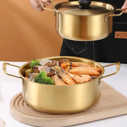 1PC Korean Instant Noodle Pot Bowl Stainless Steel Soup Pot Induction Cooker One Person Food Korean Ramen Pot by zapcart