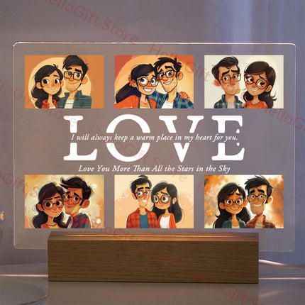 Custom Photo Text 3D Acrylic Lamp For Mom Dad Gift by zapcart