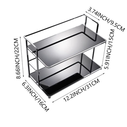 1Pc Double-Layer Desktop Storage Rack, Multifunctional Acrylic Kitchen Organizer, Cup Holder, Water Cup and Coffee Cup Storage Rack, Suitable for Living Room, Kitchen, Bedroom, Cosmetics, Perfume, Etc by zapcart
