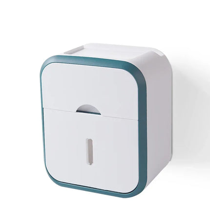 Storage Box Toilet Paper Organizer Waterproof High Capacity Dust-proof Punch-free Wall Mounted Roll Paper Bathroom Home Supplies by zapcart