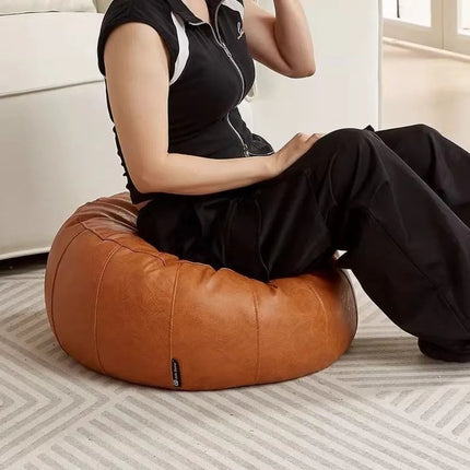 PU Leather Unstuffed Storage Leg Bench Need to Fill Clothes Large Capacity Storage Pouf Round Nordic Sofa Footstool Living Room by zapcart